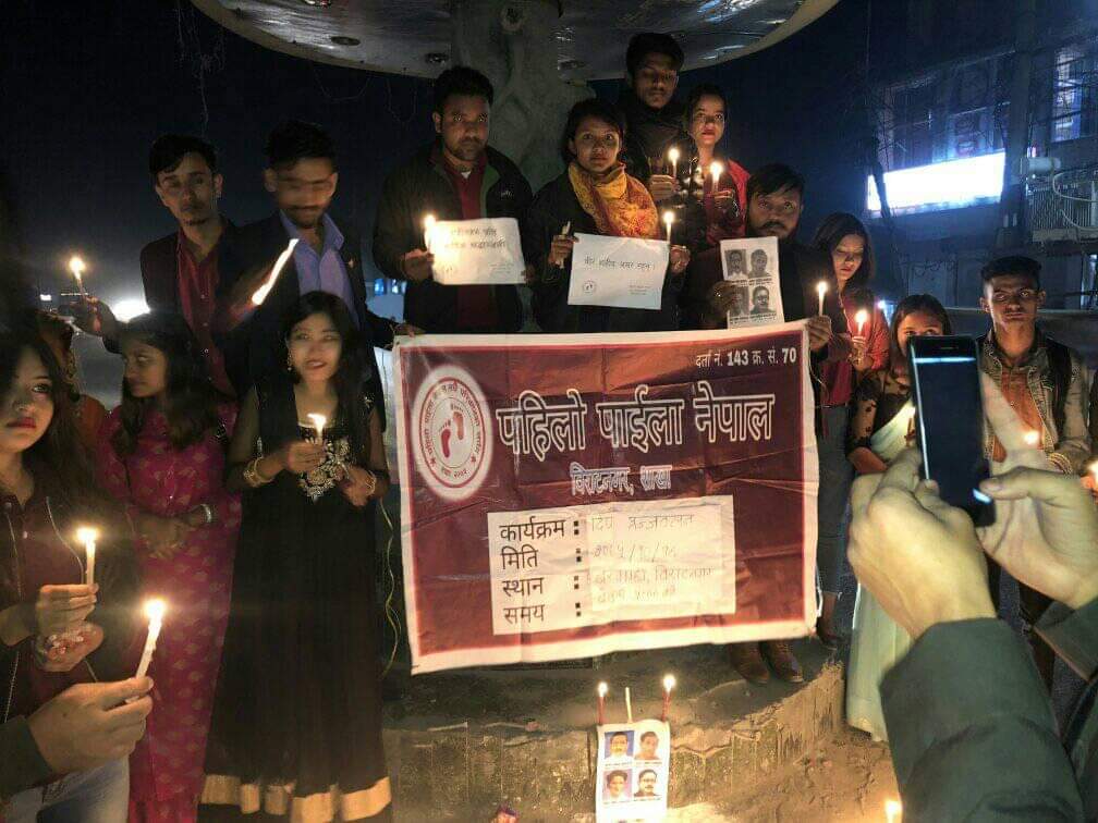 पहिलो पाइला नेपालद्वारा सहिद दिवसको अवसरमा दिप प्रज्वलन