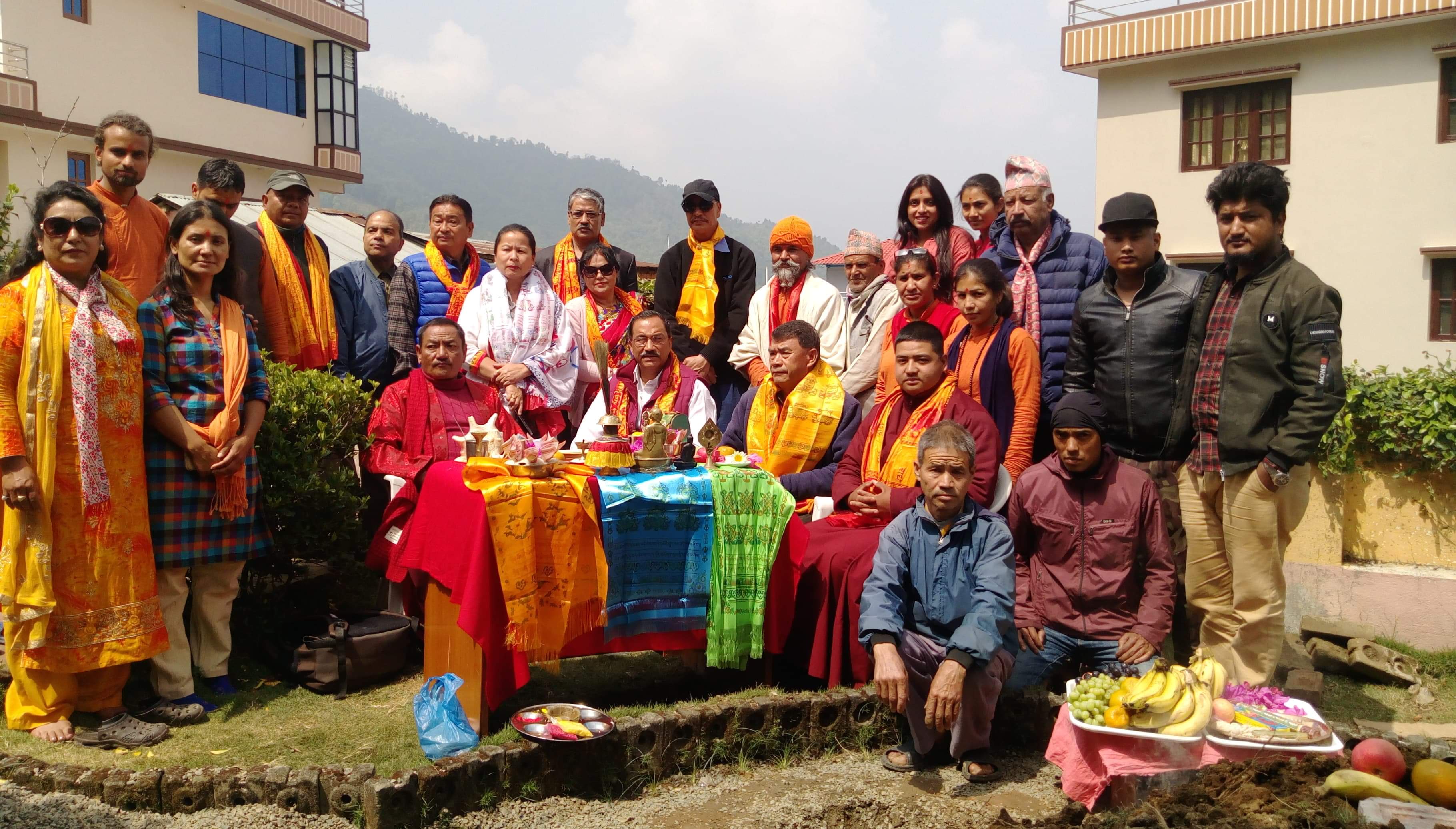 हिन्दुको आश्रममा बौद्ध स्तुपा राख्न भुमि पुजन