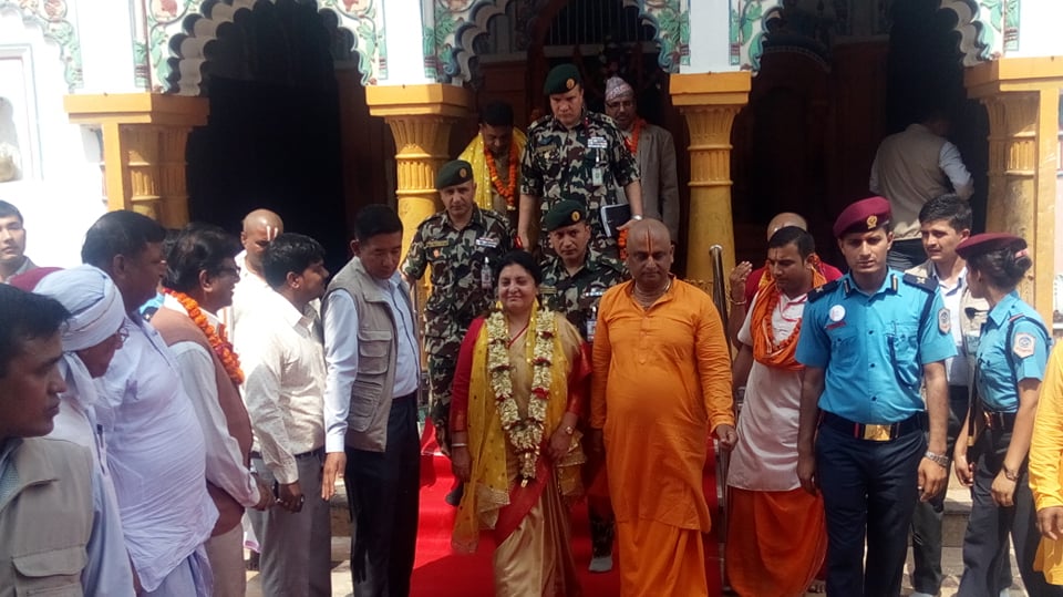 जानकी मन्दिरमा राष्ट्रपति भण्डारीद्वारा पूजाअर्चना